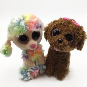 Ty Beanie Boos Maddie Rainbow 6" Plush Lot 2 Poodle Dogs